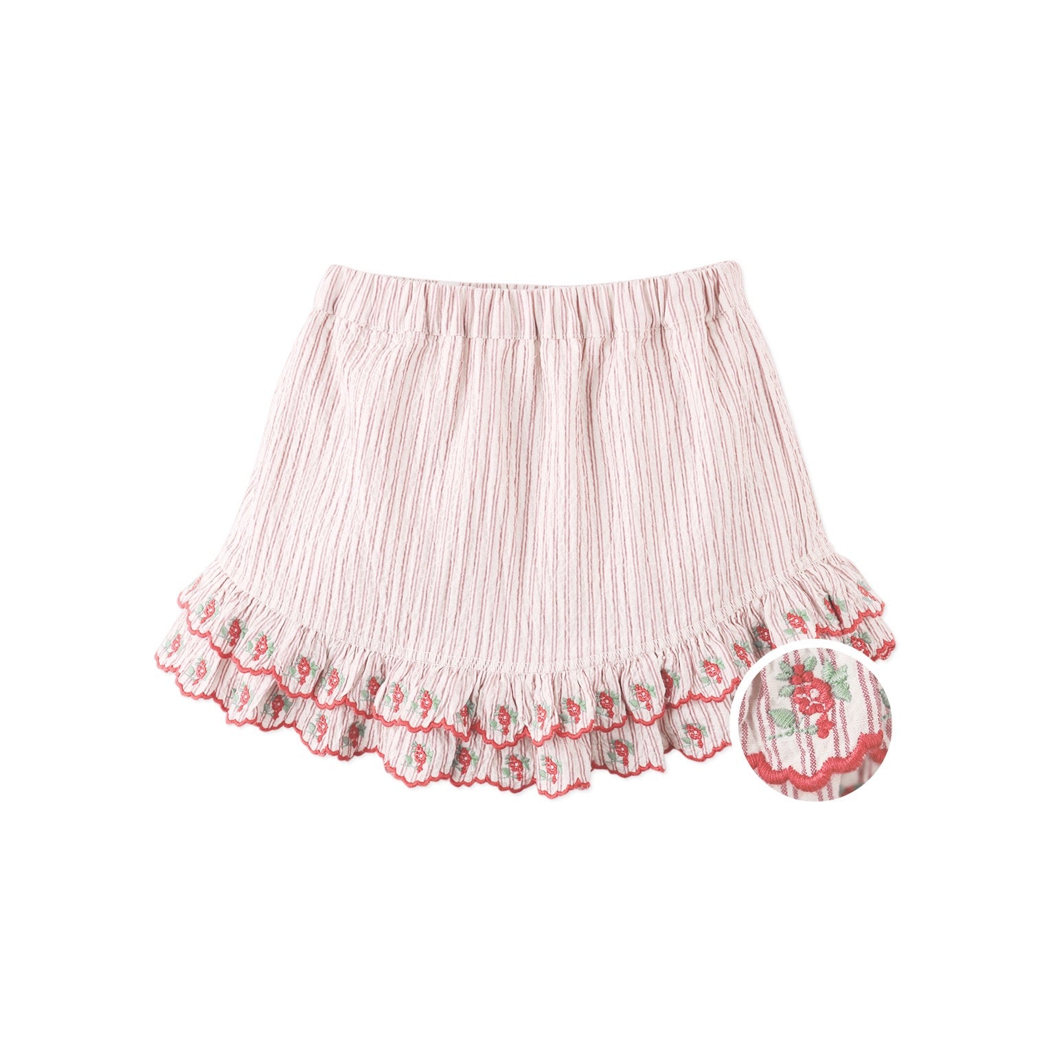 Gingersnaps Remi Ruffled Hem Skorts with Botanical Embroidery