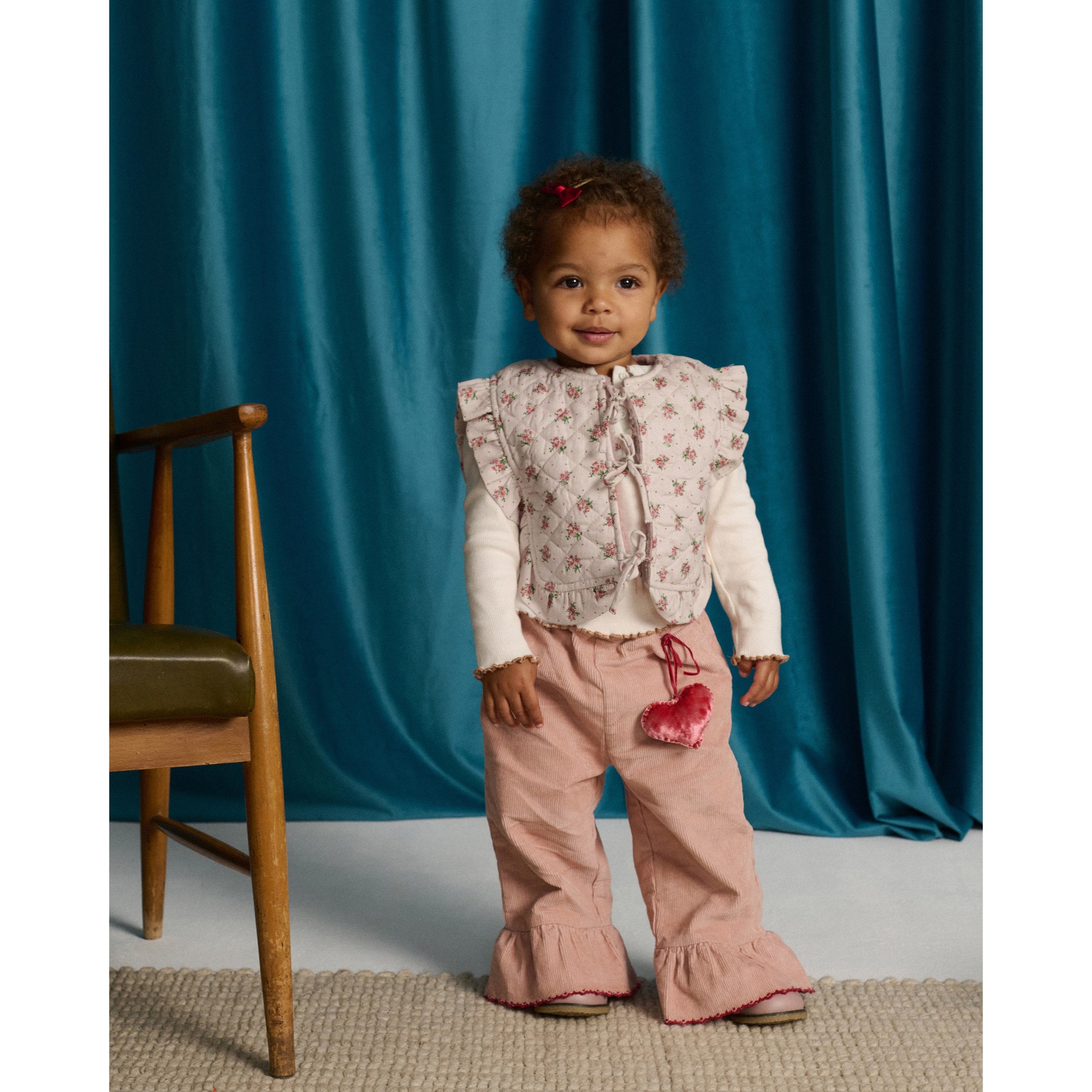 Gingersnaps Hilda Floral Printed Quilted Gilet with Bow Details