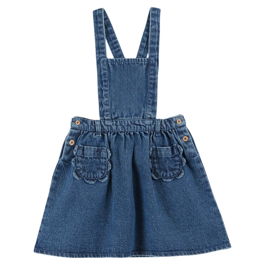 COTTON DENIM APRON DRESS