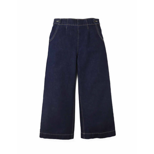Gingersnaps Christina Pull-On Wide-Leg Denim Jeans with Side Tabs and Pockets