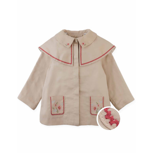 Gingersnaps Sybil Jacket with Cross-Stitch Embroidery on Double Collar and Pockets