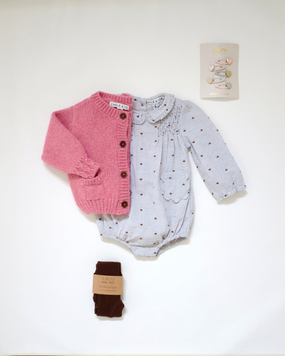 SMOCKED HEARTS GREY ROMPER