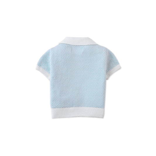 Baby Lucius Popcorn Polo with Ribbed Cuffs & Hem