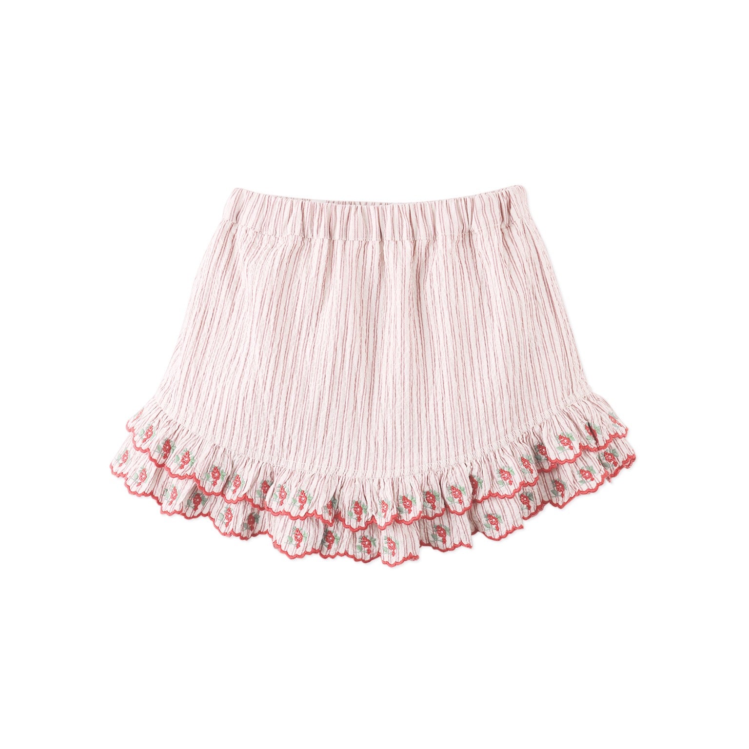 Gingersnaps Remi Ruffled Hem Skorts with Botanical Embroidery