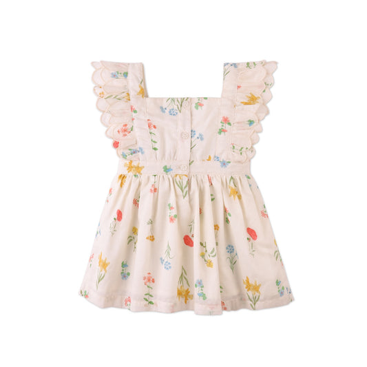 Baby Chisa Dress with Embroidered Petal Ruffle Sleeves