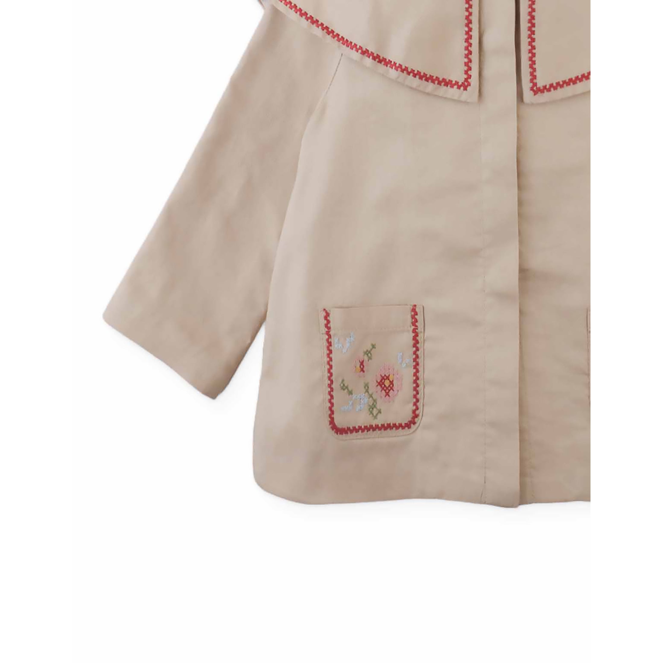 Gingersnaps Sybil Jacket with Cross-Stitch Embroidery on Double Collar and Pockets
