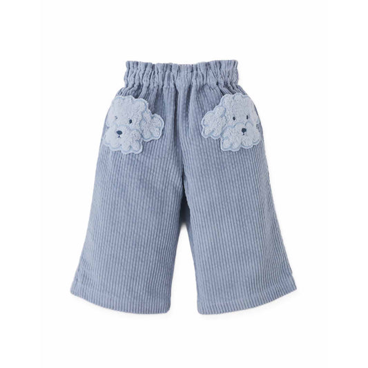 Gingersnaps Georgina Wide-Leg Corduroy Pants with Embroidered Poodle Head– Shaped Pockets