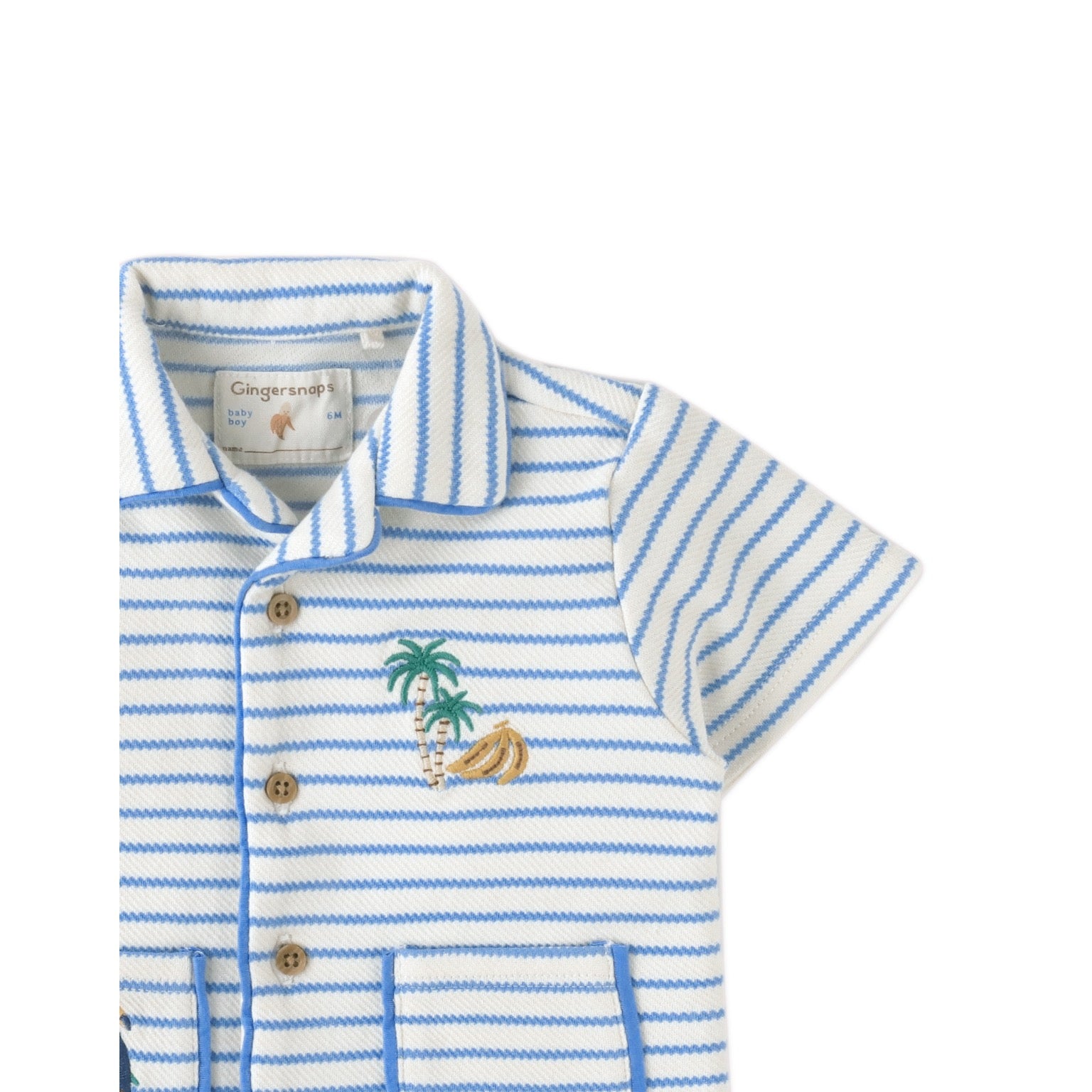 Baby Ben Striped Jersey Resort Polo With Banana & Toucan Embroidery