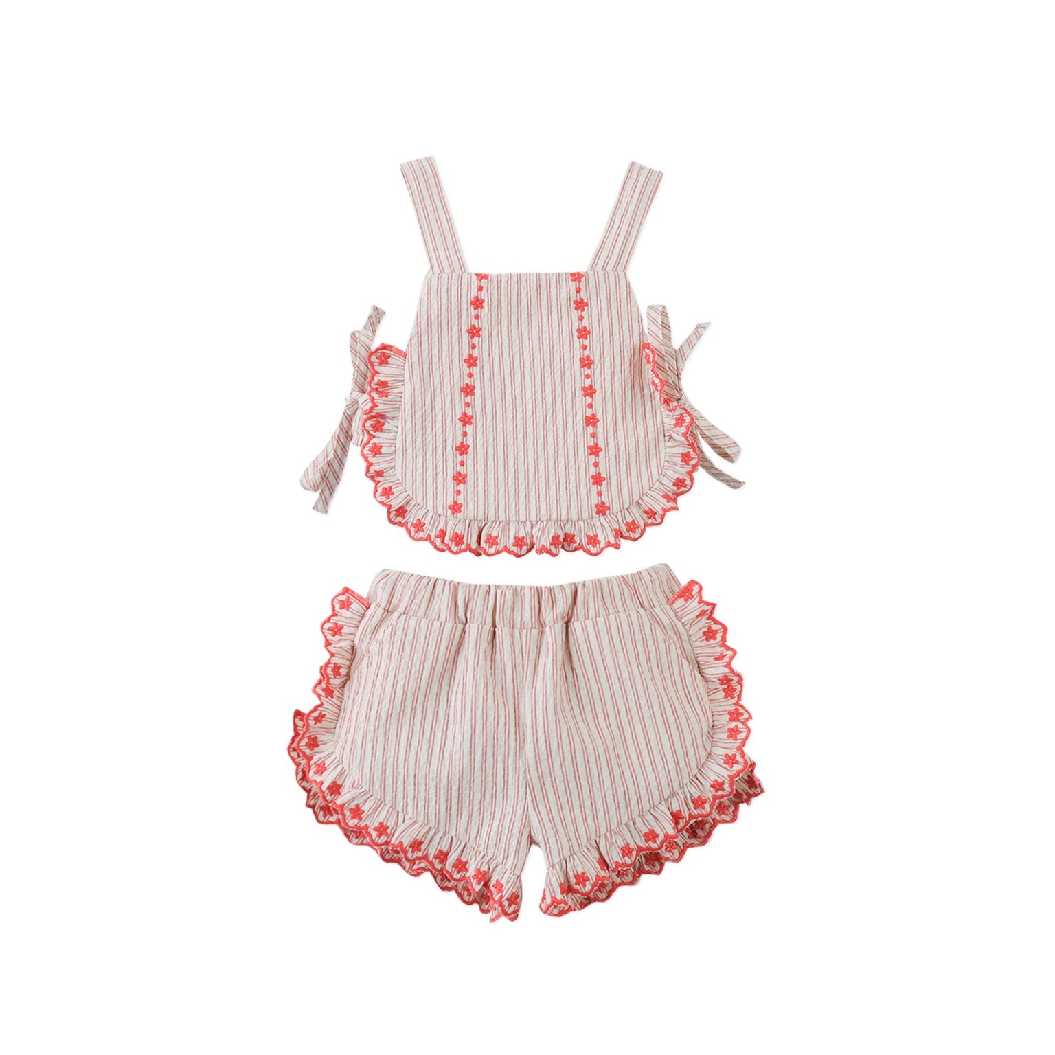 Baby Juria Apron Blouse & Shorts Set with Scallop Ruffles