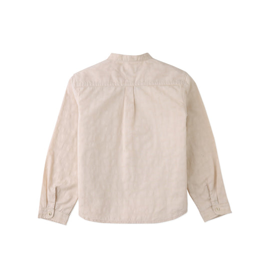 Dot Textured Pattern Extended Collar Band Shirt