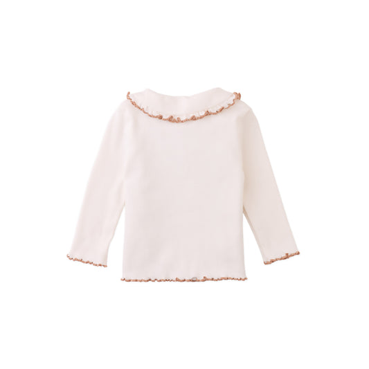 Gingersnaps Geraldine Ribbed Tee with Collar and Embroidered Love Applique