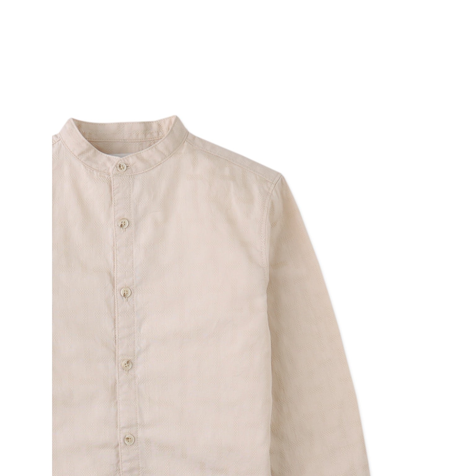 Dot Textured Pattern Extended Collar Band Shirt