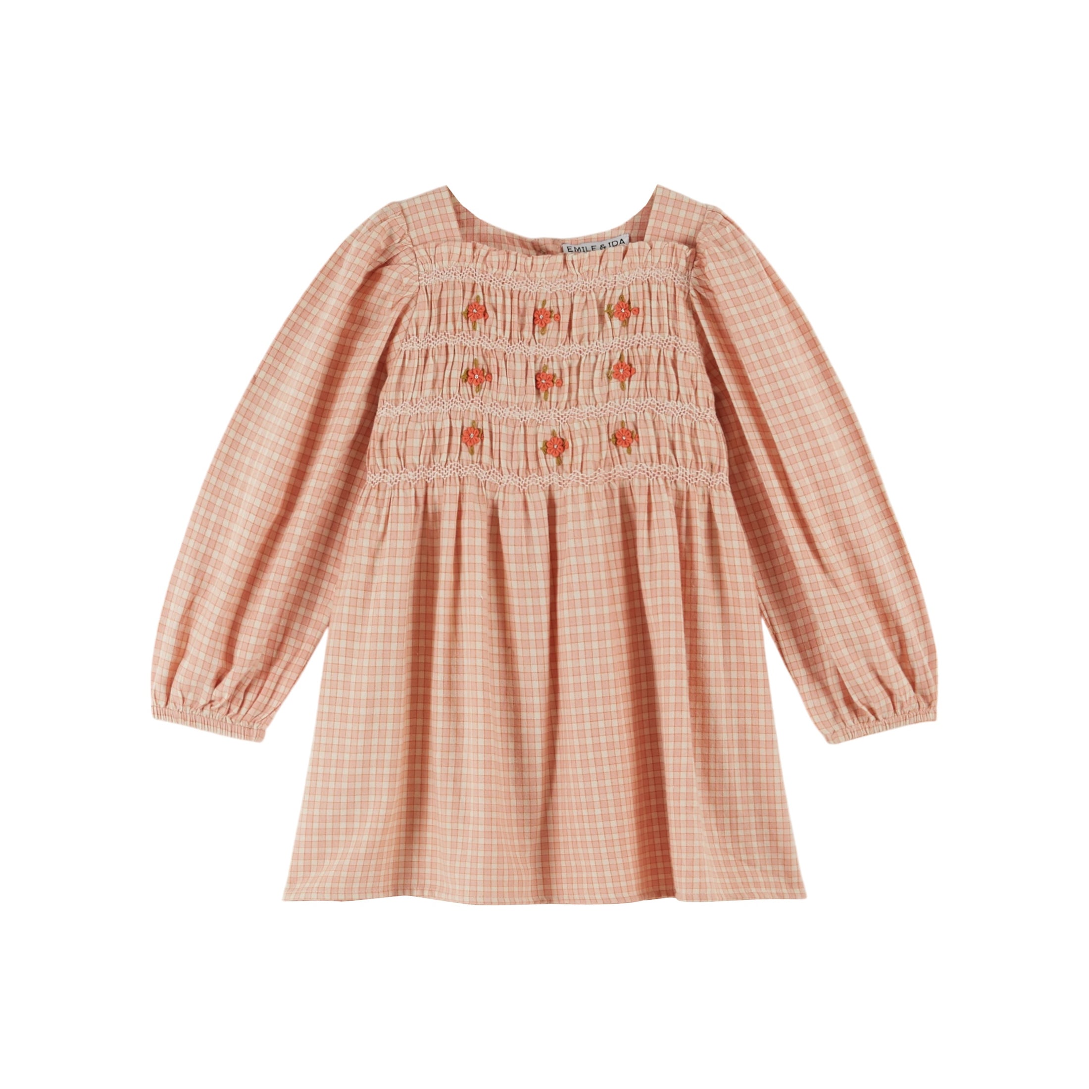 PINK CHECK SMOCKED DRESS