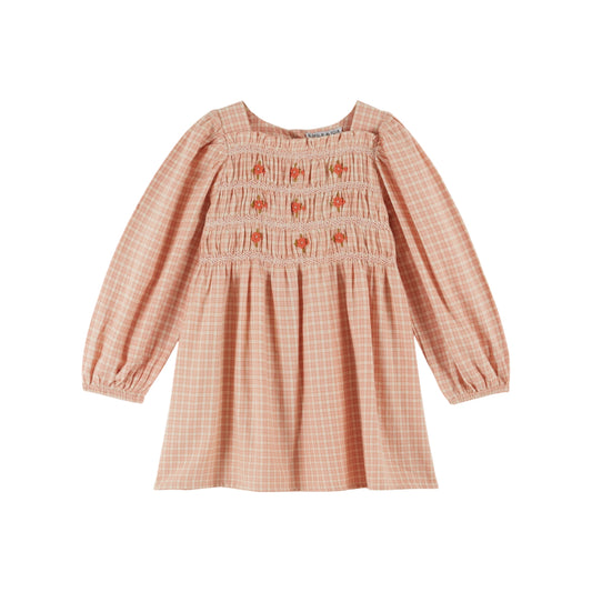 PINK CHECK SMOCKED DRESS