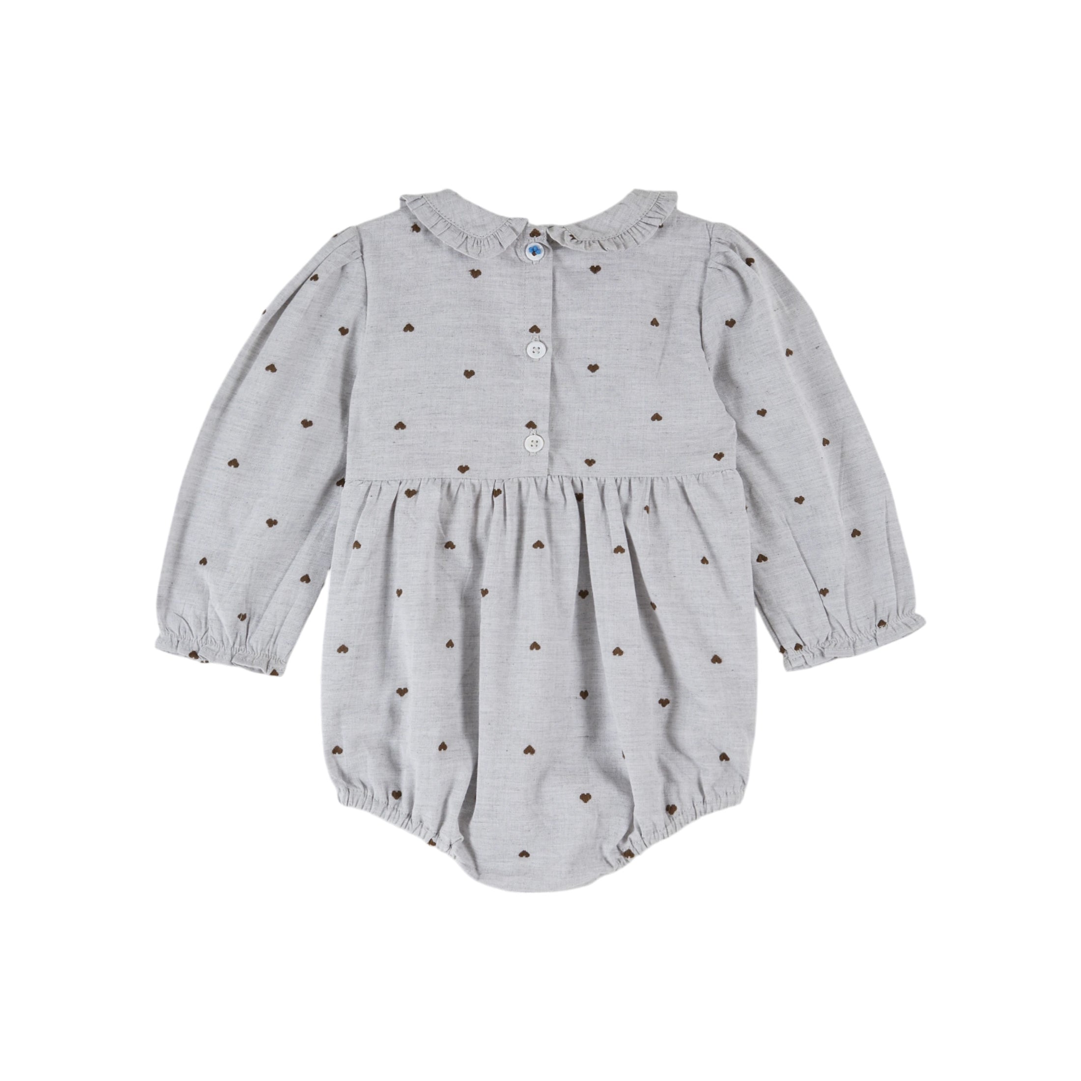 SMOCKED HEARTS GREY ROMPER