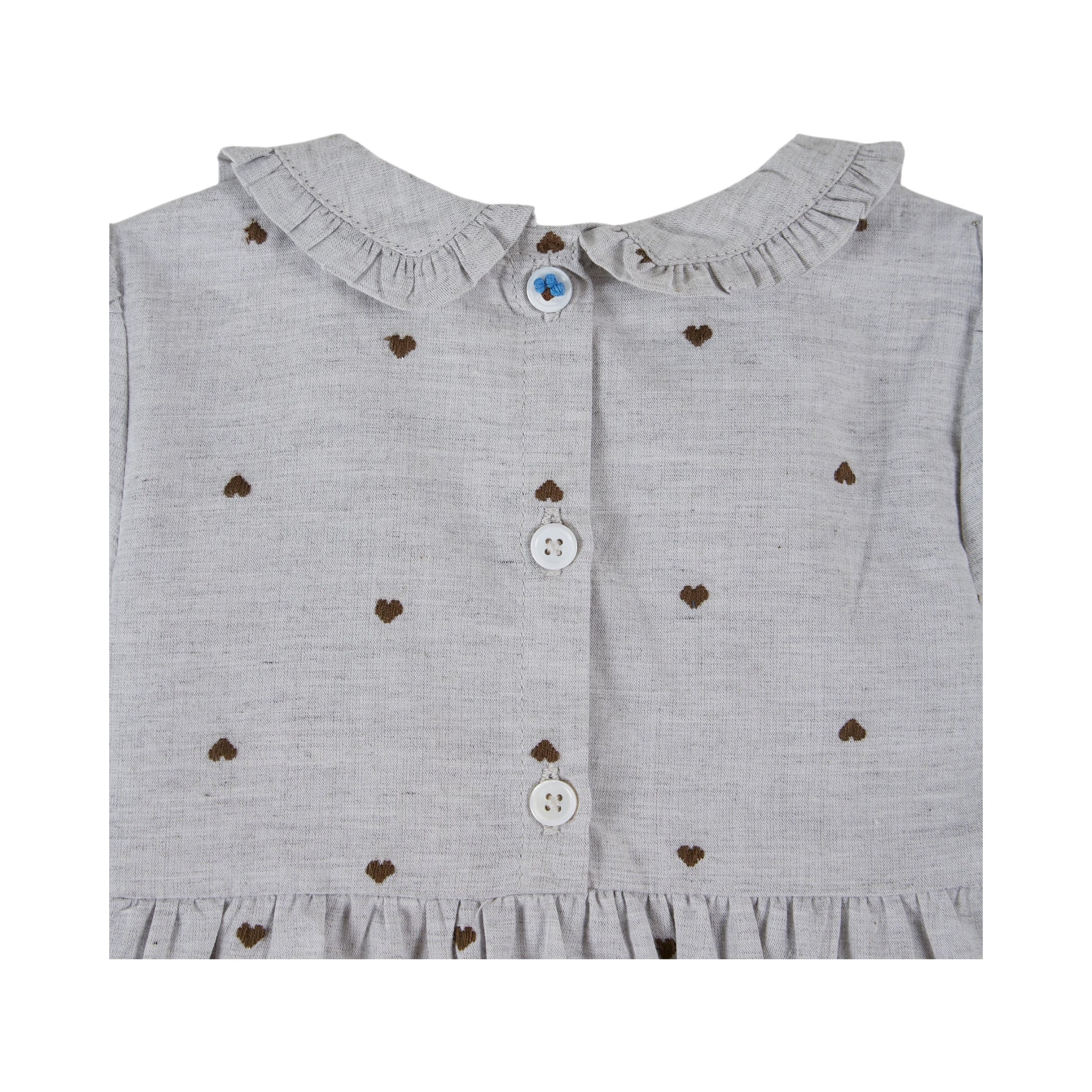 SMOCKED HEARTS GREY ROMPER