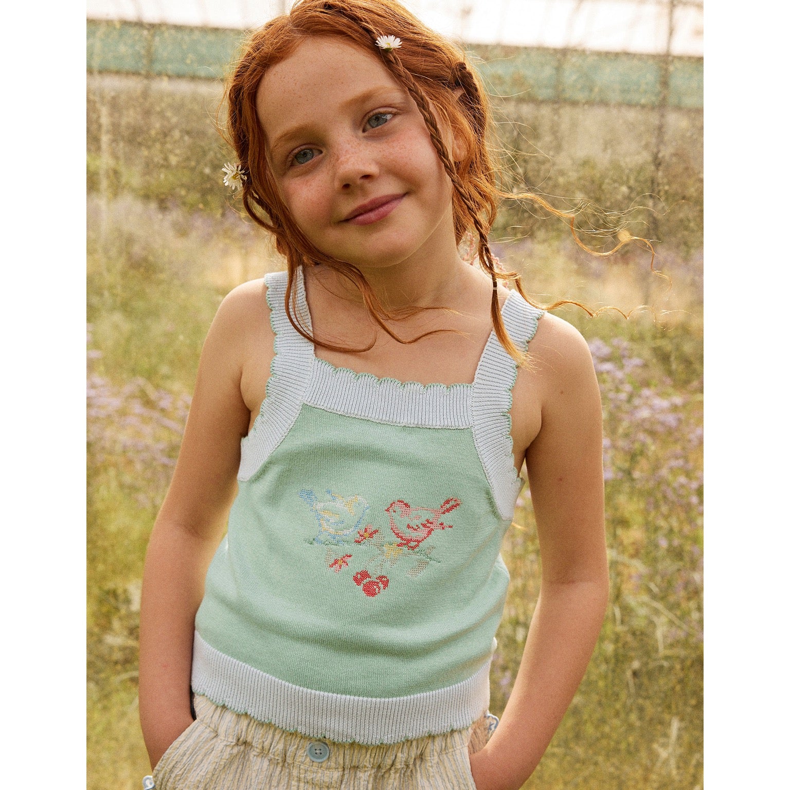 Gingersnaps Gabriella Top with Cross-Stitch Embroidery & Scalloped Edges