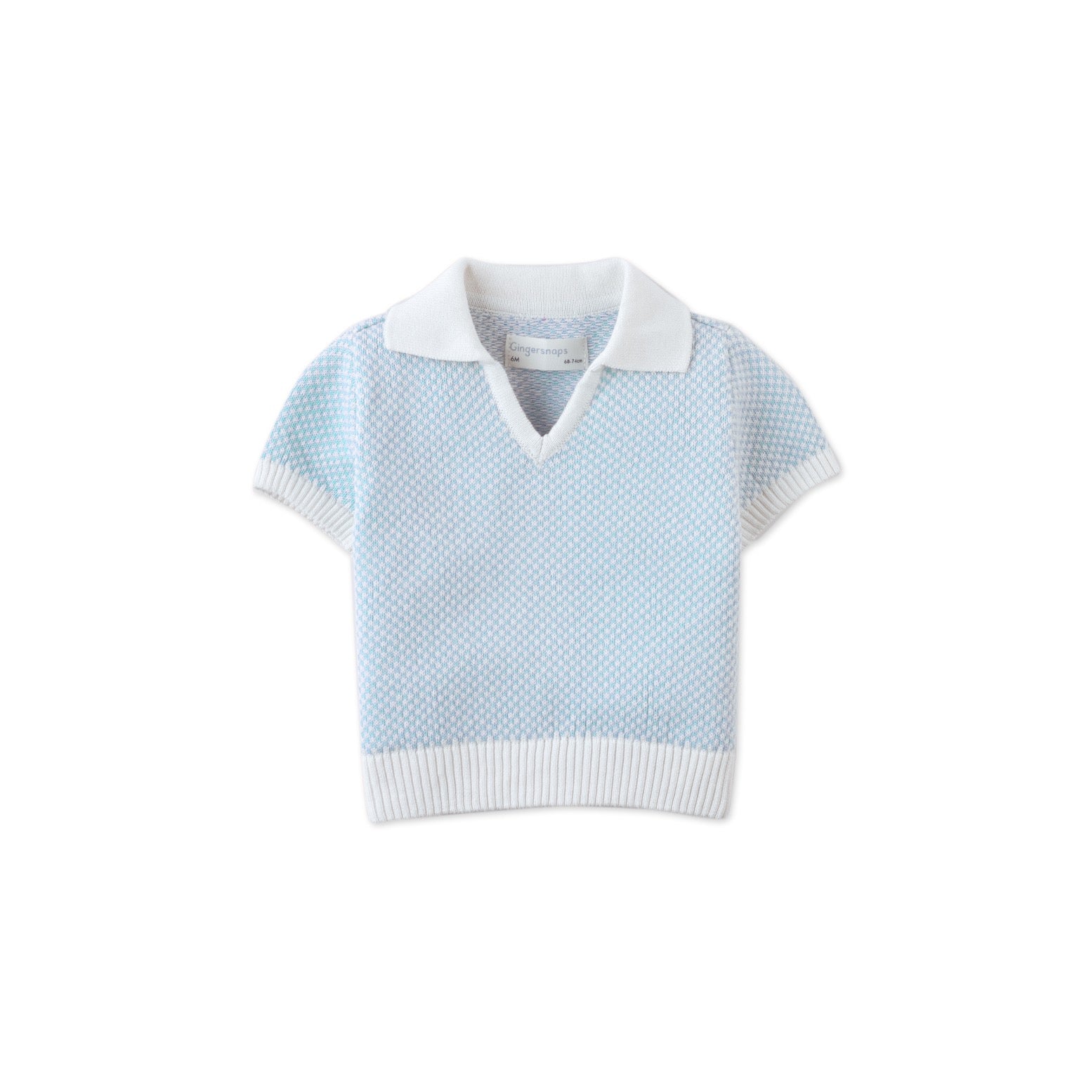 Baby Lucius Popcorn Polo with Ribbed Cuffs & Hem