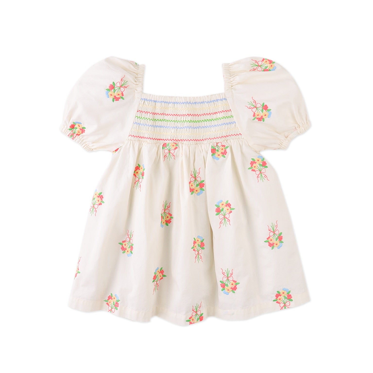 Baby Gigi Embroidered Dress with Puff Sleeves