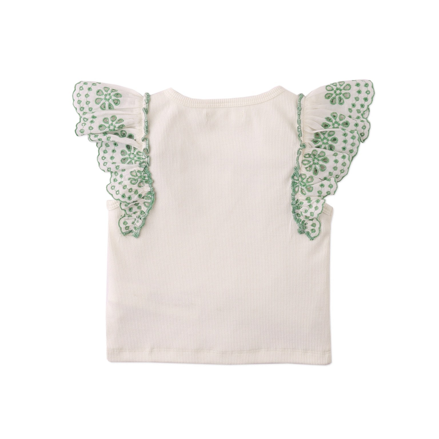 ELEANOR RIB TOP with LACE SLEEVES