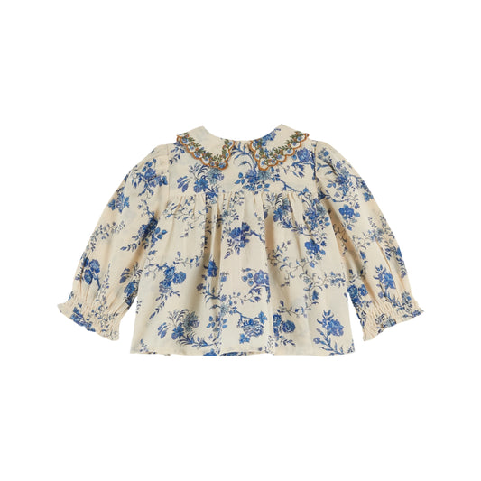 SMOCKED BLOUSE ORCHID BLUE