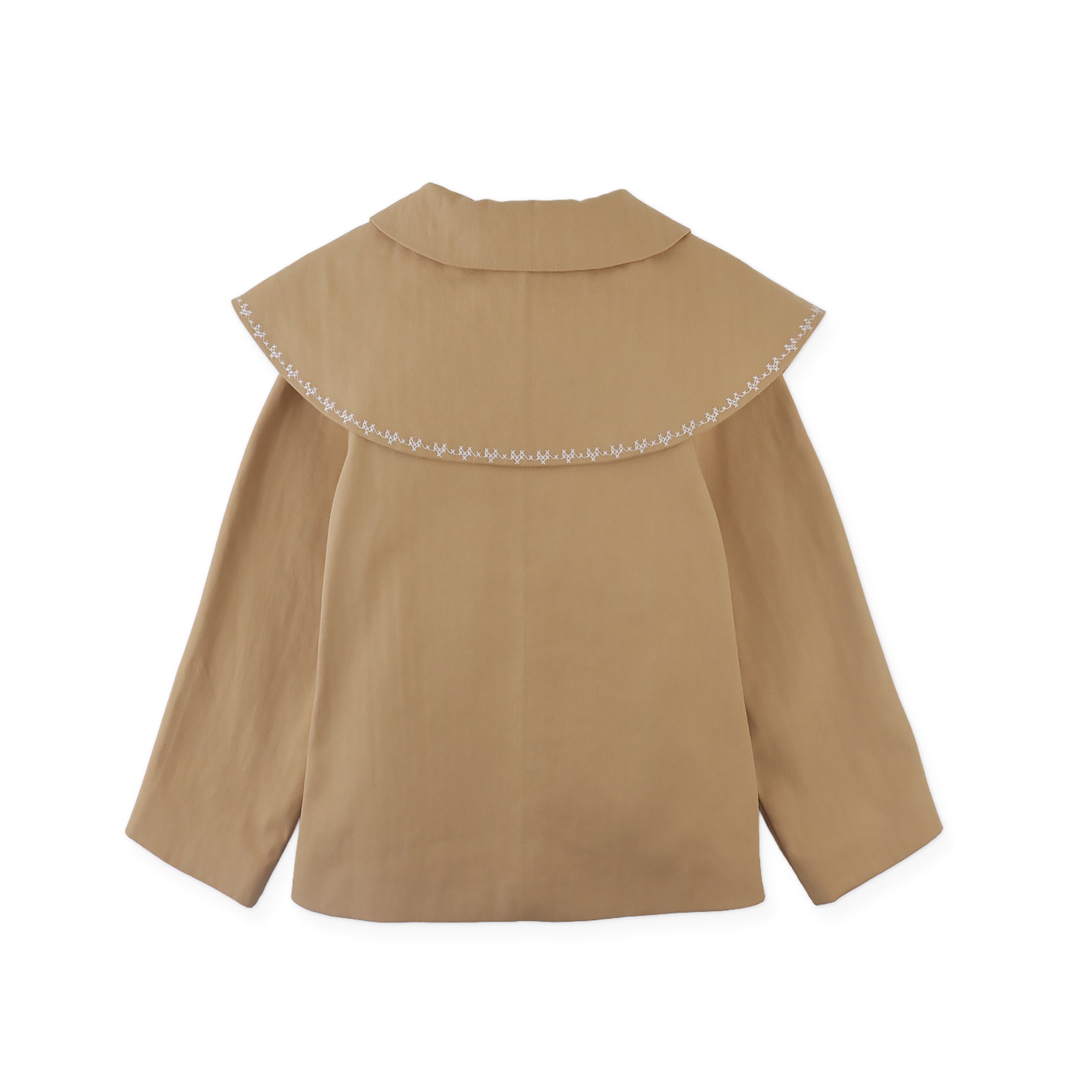 Gingersnaps Philippa Herringbone Cape Coat with Cross-Stitch Embroidery