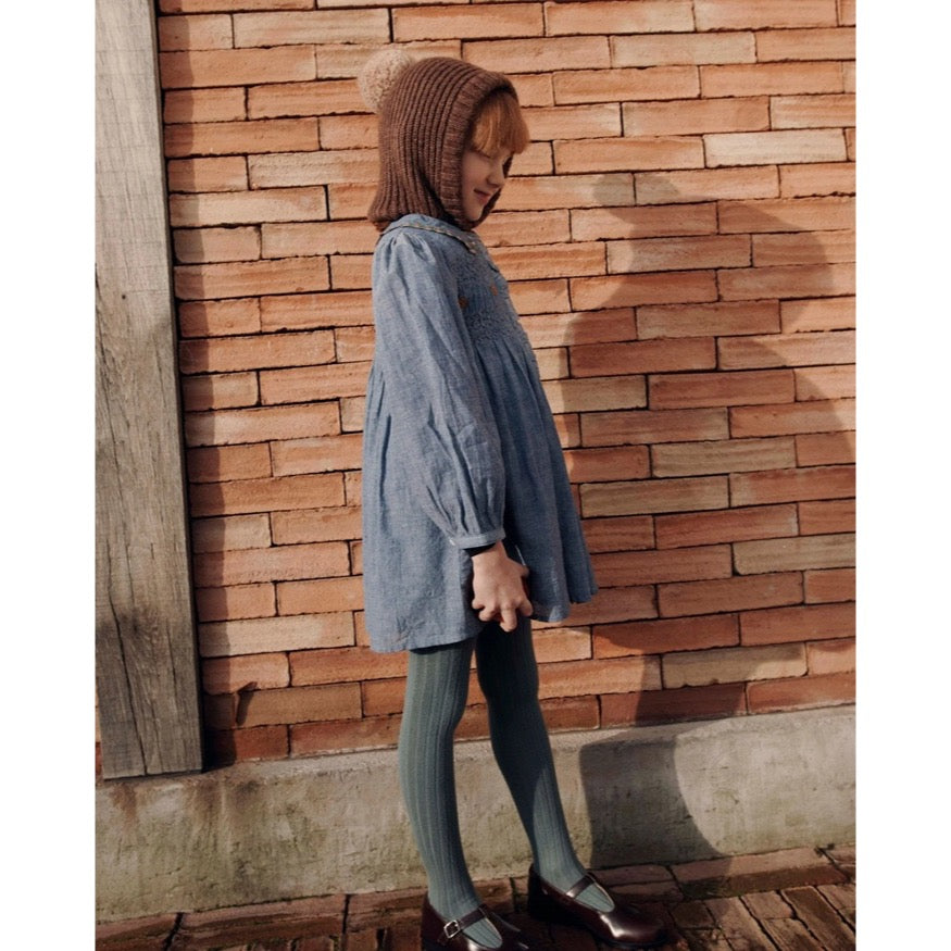 CHAMBRAY SMOCKED DRESS