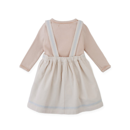 Gingersnaps Vera Cross-Stitch Embroidered Pinafore Dress and Inner Tee Set