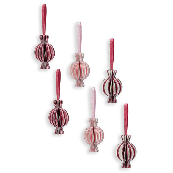 Paper Christmas Tree Decorations, Set of 6