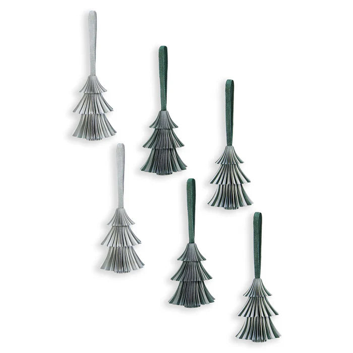 Paper Christmas Tree Decorations, Set of 6