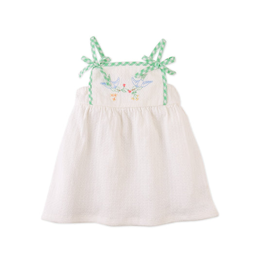 Baby Aviana Embroidered Dress with Straps and Bows