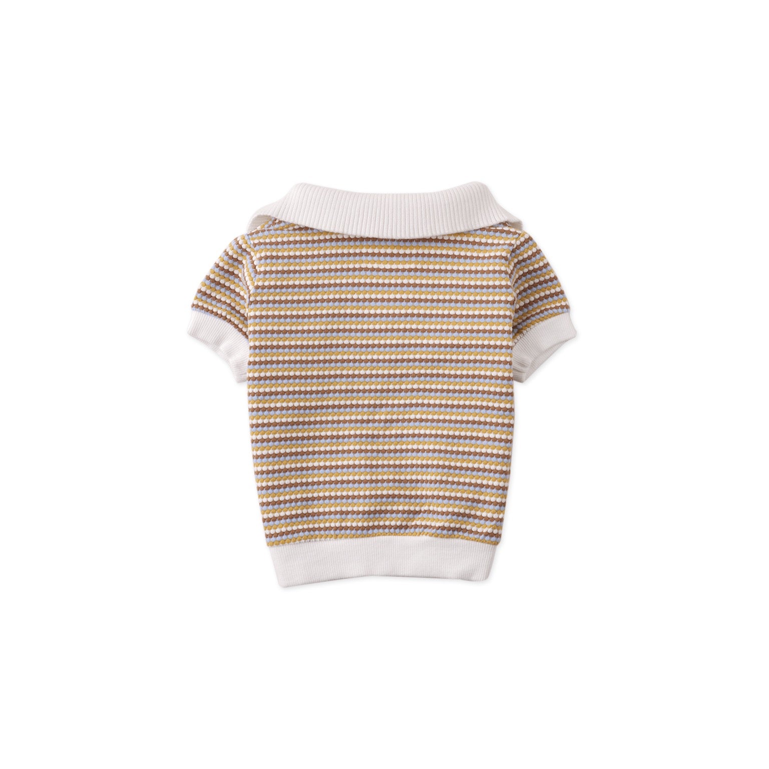 Baby Nicholas Popcorn Striped Polo Shirt With Palm Embroidery