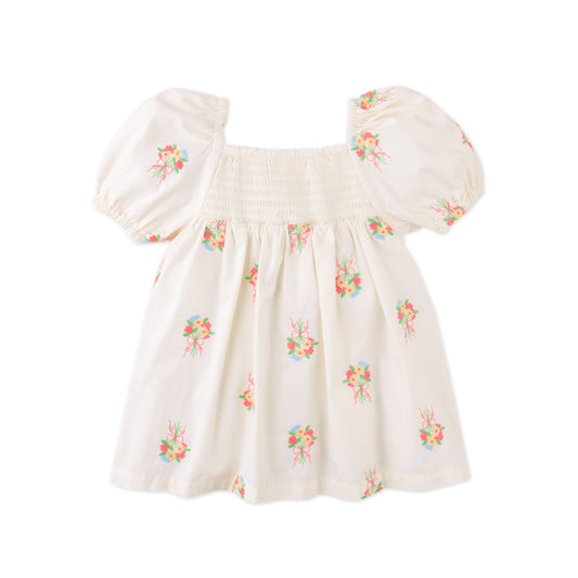 Baby Gigi Embroidered Dress with Puff Sleeves