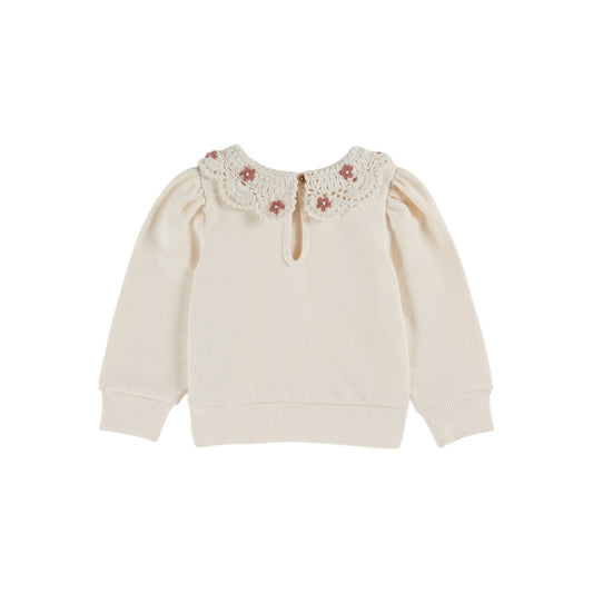 ORGANIC COTTON CROCHET-NECK SWEATSHIRT
