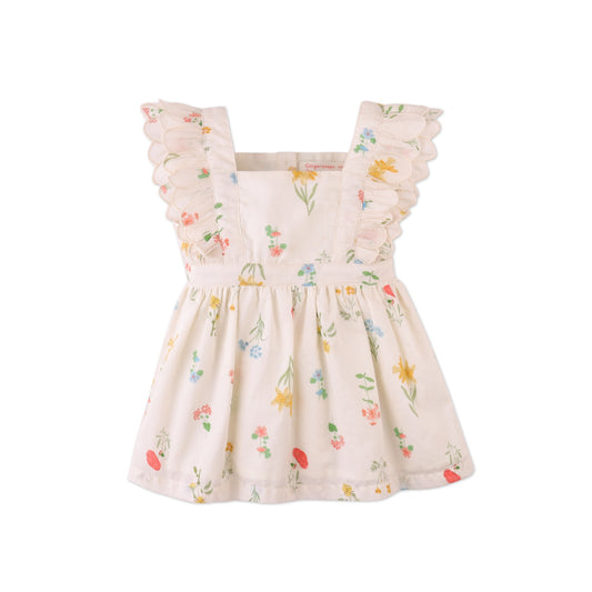 Baby Chisa Dress with Embroidered Petal Ruffle Sleeves