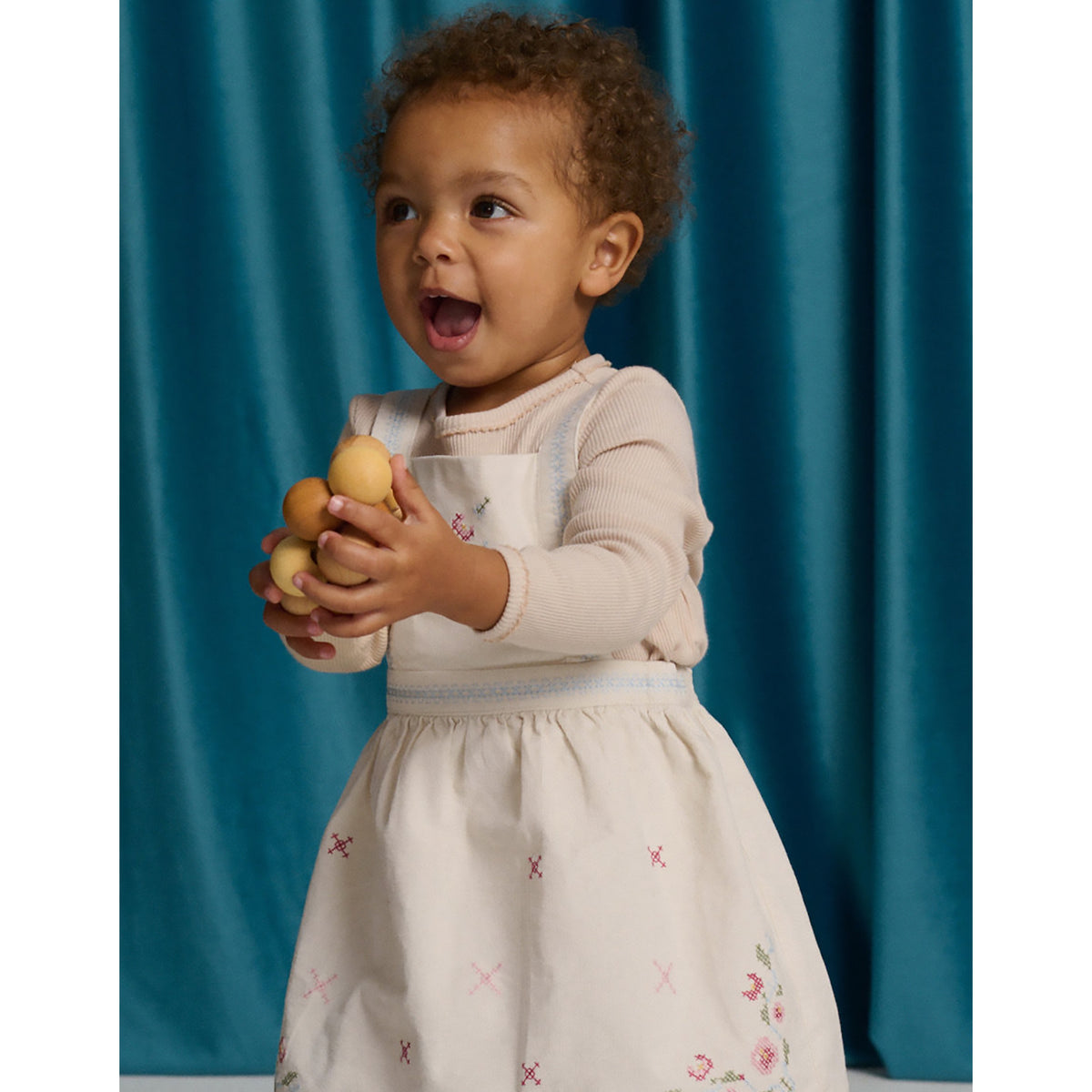 Gingersnaps Vera Cross-Stitch Embroidered Pinafore Dress and Inner Tee Set