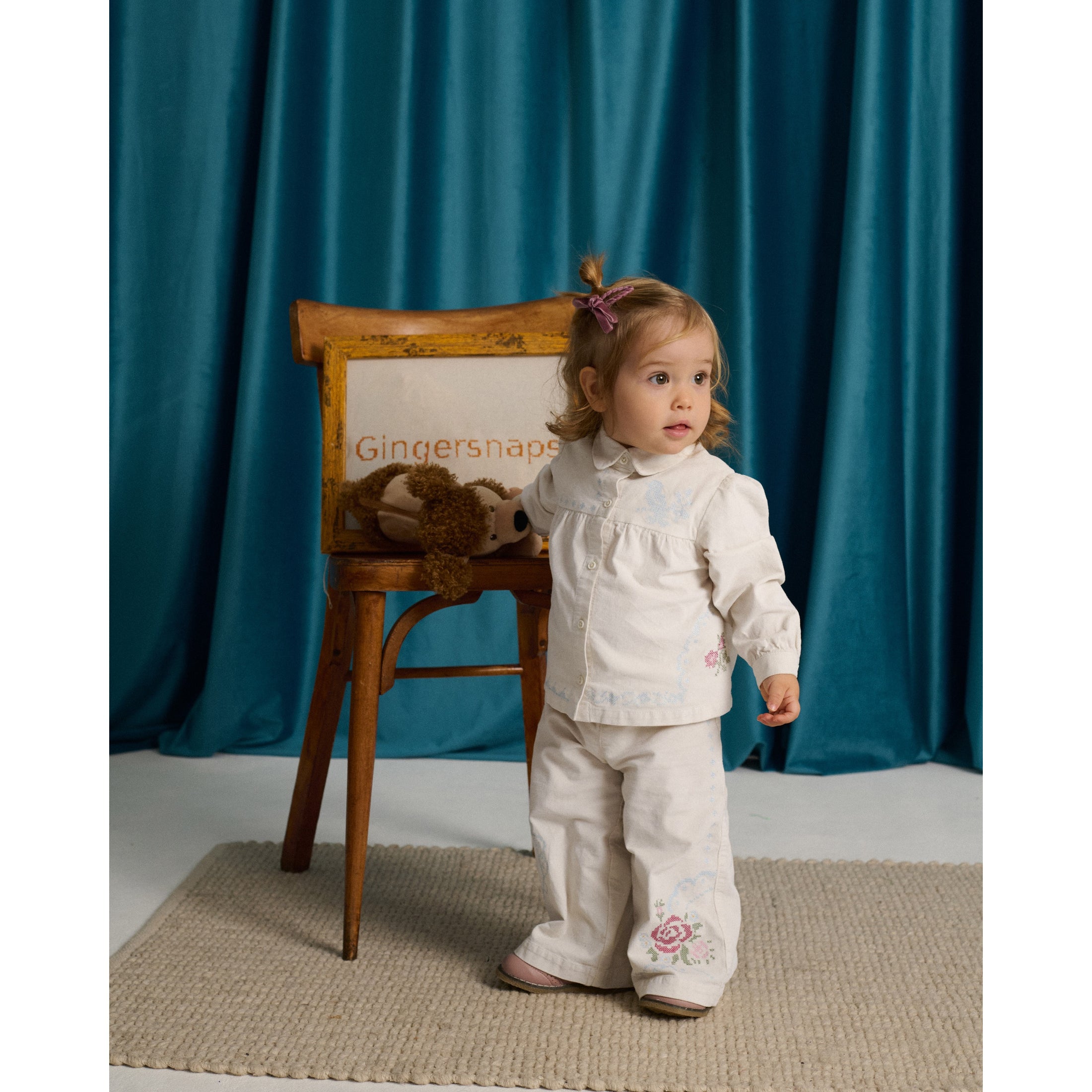 Gingersnaps Ferne Sailor-Cut Pants with Cross-Stitch Embroidery