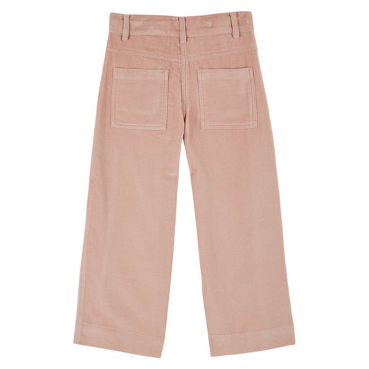 PINK VELVET CROSS-STITCH PANTS