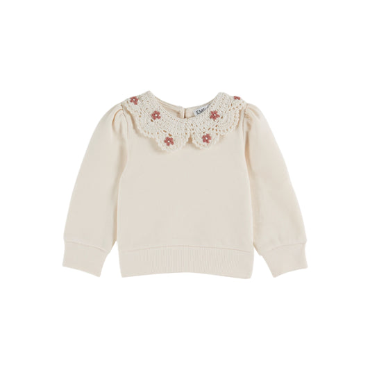 ORGANIC COTTON CROCHET-NECK SWEATSHIRT