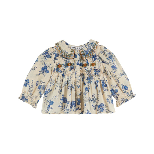 SMOCKED BLOUSE ORCHID BLUE