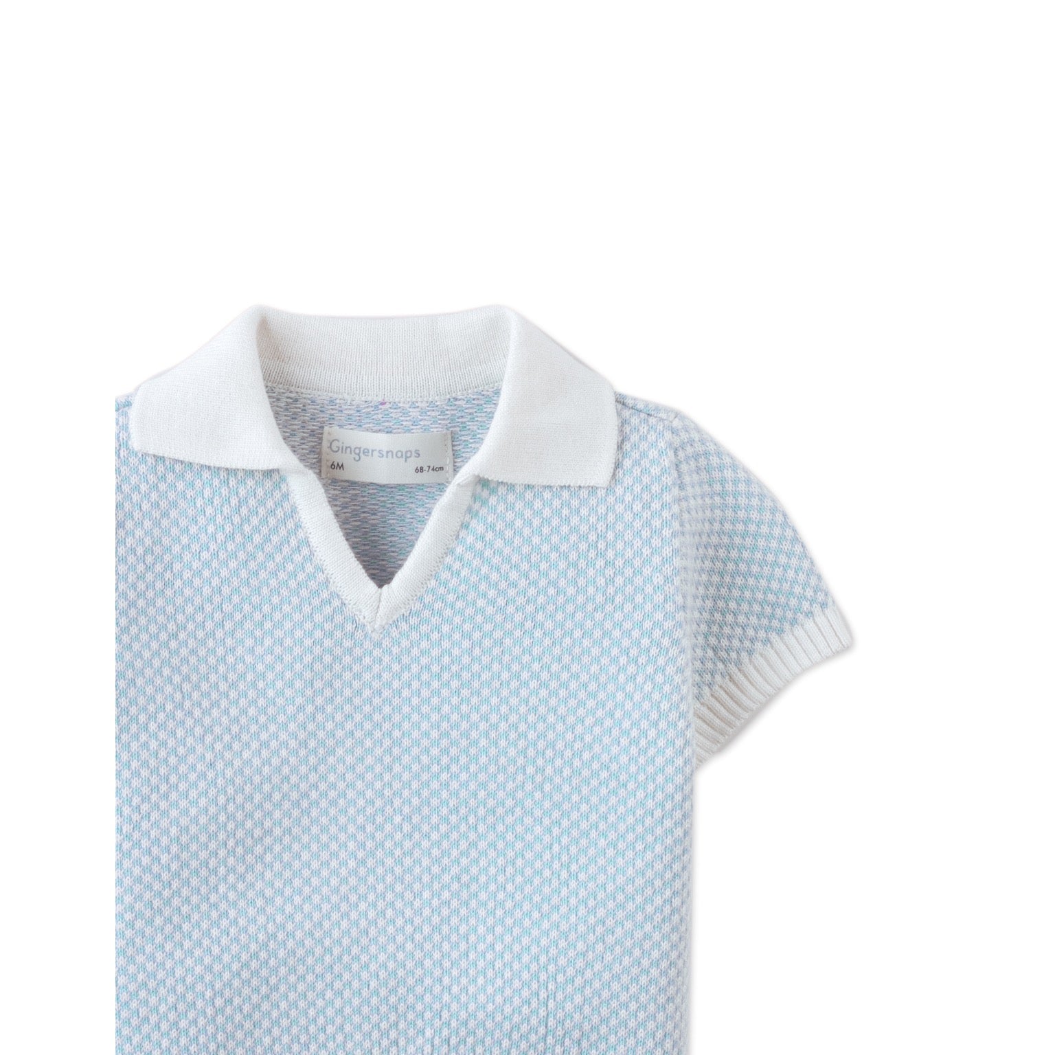 Baby Lucius Popcorn Polo with Ribbed Cuffs & Hem