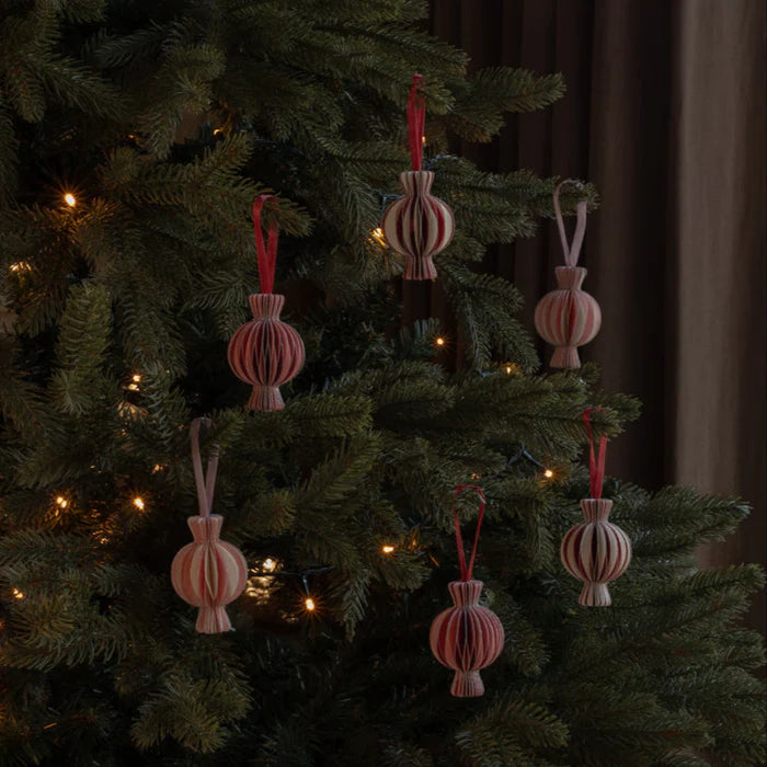 Paper Christmas Tree Decorations, Set of 6