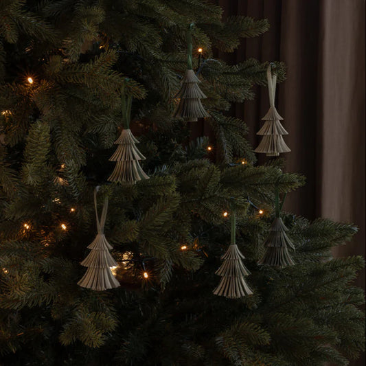 Paper Christmas Tree Decorations, Set of 6