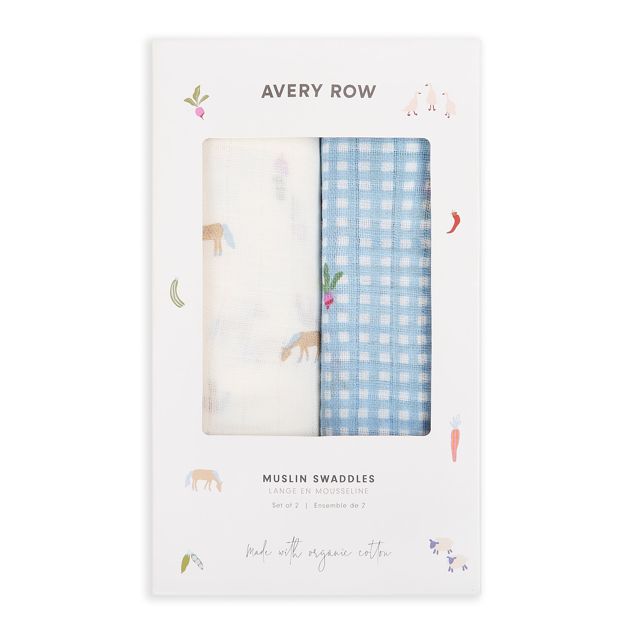 Organic Baby Muslin Swaddles 2pcs set