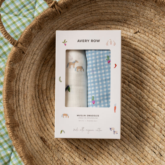 Organic Baby Muslin Swaddles 2pcs set